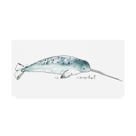 June Erica Vess 'Cetacea Narwhal' Canvas Art,16x32